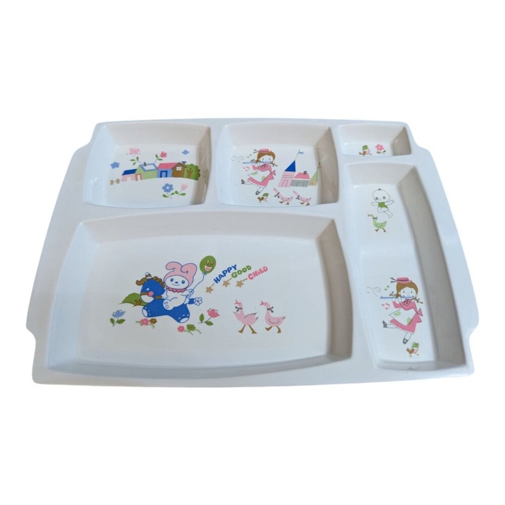 Peco Melamine Childs Sectioned Meal Tray 12x9 inch Shin-San 1983 geese fairy‎